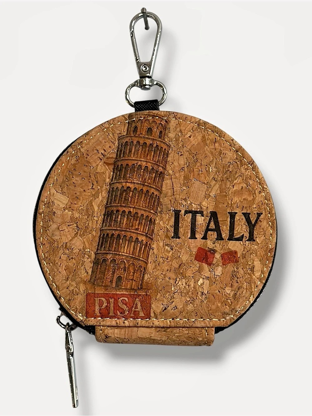 NWOT Italy Cork Coin Purse Keychain Leaning Tower Pisa Duomo Florence 4"